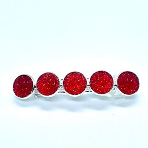 🆕 Red Glitter  Druzy Barrette Hair Clip